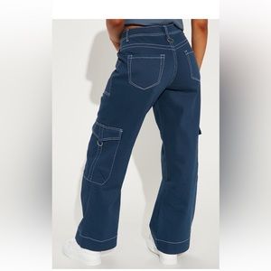 NWT Fashion Nova Blue Utility/Cargo Jeans